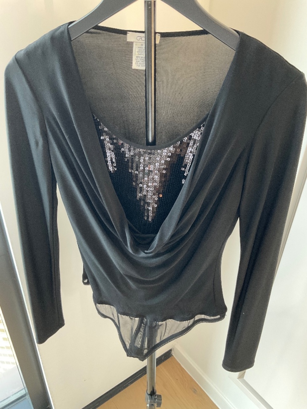 Vintage Cache Black bodysuit with sequins - Size Medium